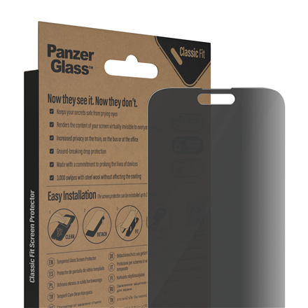 PanzerGlass Screen protector Apple iPhone 14 Pro Max Glass Black Privacy Classic Fit
