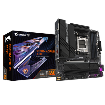 Gigabyte B650M AORUS ELITE (rev. 1.3) | Processor family AMD | Processor socket AM5 | DDR5 | Supported hard disk drive interfaces SATA, M.2 | Number of SATA connectors 4