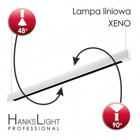 Lampa LED,HanksLight,liniowa,white, alu,zwiesz,1264mm,up21/down36W, AC230V,4000K
