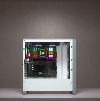 Corsair Tempered Glass Mid-Tower ATX Case iCUE 4000X RGB Side window, Mid-Tower, White, Power supply included No, Steel, Tempered Glass, Plastic