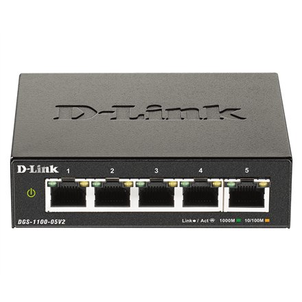D-Link Smart Managed Switch DGS-1100-05V2/E Managed L2 Rackmountable 1 Gbps (RJ-45) ports quantity 5