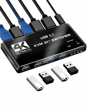 PRZEŁĄCZNIK KVM HDMI 2.0 4xUSB 3.0 SWITCH 4K/60HZ 2 KOMPUTERY - 1 MONITOR