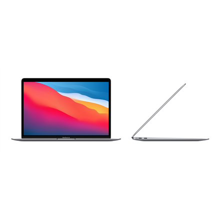 Apple MacBook Air Space Grey 13.3 " IPS 2560 x 1600 Apple M1 8 GB SSD 256 GB Apple M1 7-core GPU Without ODD macOS 802.11ax Bluetooth version 5.0 Keyboard language English Keyboard backlit Warranty 12 month(s) Battery warranty 12 month(s)