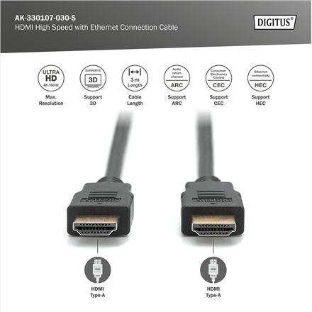 Digitus 4K HDMI 2.0 Connection Cable | HDMI to HDMI | 3 m
