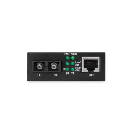 Digitus Fast Ethernet Media Converter, Multimode SC connector, 1310nm, up to 2km 	DN-82020-1 SC duplex  10/100M RJ45 port