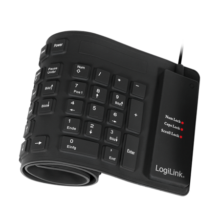 Logilink Flexible waterproof Keyboard USB + PS/2 ID0019A Flexible keyboard Wired DE Black