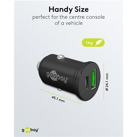 Goobay 61739 Dual-USB Car Fast Charger USB-C PD, 45 W