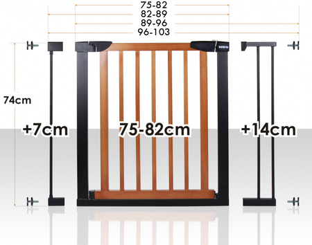 BRAMKA BEZPIECZEŃSTWA G2 +7+14cm HANKSKIDS