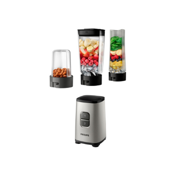 Philips Mini Blender | HR2604/80 Daily Collection | Tabletop | 350 W | Jar material Plastic/Glass | Jar capacity 0.6+0.6 L | Ice crushing | Pearl metal