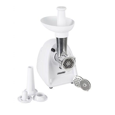 Mesko Meat mincer MS 4809 White 350 W Middle size sieve; mince sieve; poppy sieve; plunger; sausage filler