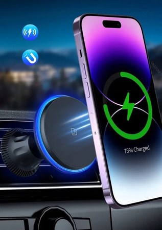 BEZPRZEWODOWY UCHWYT SAMOCHODOWY kolory RGB Z MAGNESEM MAGSAFE IPHONE 14 13