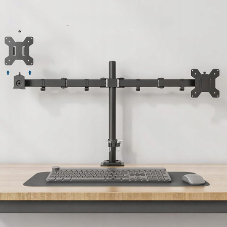 UCHWYT NA 2x MONITORY do monitorów do biurka VESA 10-27 cali REGULOWANY