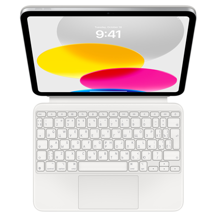 Apple Magic Keyboard Folio for iPad (10th generation) Compact Keyboard Wireless Comfortable typing experience with a scissor mechanism with 1mm travel. Large click-anywhere trackpad supports Multi‑Touch gestures and the cursor in iPadOS. 14-key functi