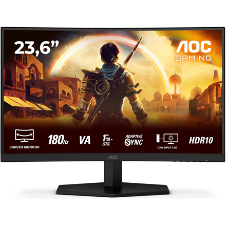 AOC Gaming monitor | C24G42E | 24 " | VA | FHD | 16:9 | 180 Hz | 0.5 ms | 1920 x 1080 pixels | 250 cd/m² | HDMI ports quantity 2 | Black