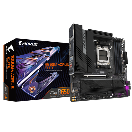 Gigabyte B650M AORUS ELITE (rev. 1.3) | Processor family AMD | Processor socket AM5 | DDR5 | Supported hard disk drive interfaces SATA, M.2 | Number of SATA connectors 4