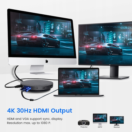 Ładowarka indukcja +adapter USB-C HUB 3.0 HDMI LAN