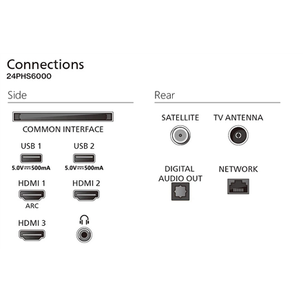 Philips | 24PHS6000/12 | 24 | Smart TV | TITAN OS | Black
