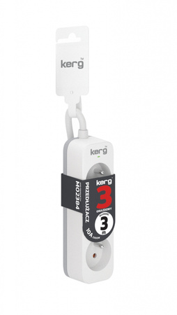Przedłużacz KERG bez wyłącznika-3 gniazda-biało-szary-3m-10A-H05VV-F-3x1,0mm2