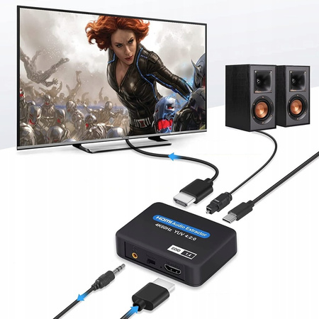 Ekstraktor HDMI 2.0 TOSLINK KONWERTER OPTYCZNY JACK AUX HDCP 4K