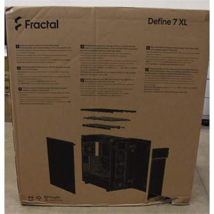 SALE OUT. Fractal Define 7 XL Black TG Light Tint | Fractal Design | Define 7 XL TG Light Tint | Side window | Black | E-ATX | DAMAGED PACKAGING | Power supply included No | ATX