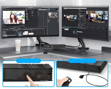 KVM Switch HDMI DP 2x2 KONSOLA PRZEŁĄCZNIK DISPLAYPORT 2 Monitory 4xUSB 3.0