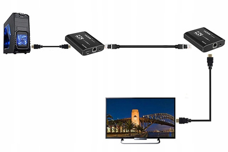 EXTENDER KONWERTER HDMI LAN SKRĘTKA RJ45 120M IR