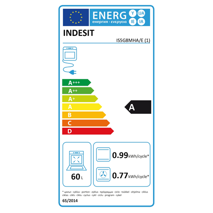 INDESIT Cooker IS5G8MHA/E Hob type Gas Oven type Electric Black Width 50 cm Grilling 60 L Depth 60 cm