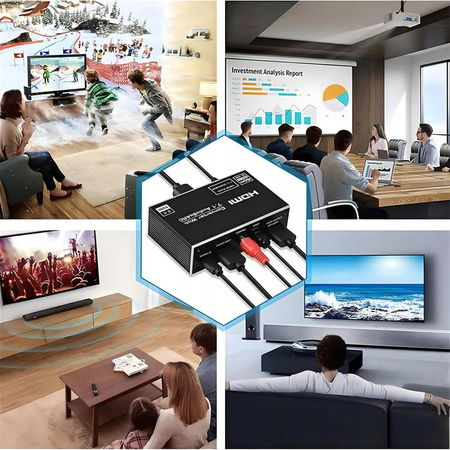 Ekstraktor HDMI 2.1 TOSLINK KONWERTER ATMOS 7.1 eARC HDCP 2.3 8K 4K 120Hz