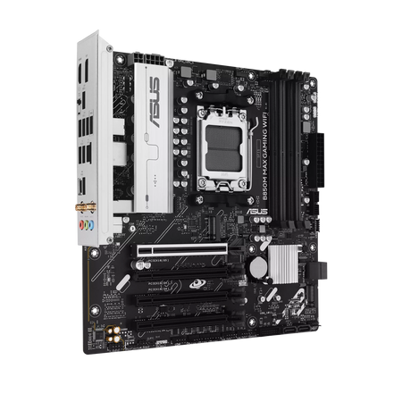 Asus B850M MAX GAMING WIFI | Processor family AMD | Processor socket AM5 | DDR5 | Supported hard disk drive interfaces SATA, M.2 | Number of SATA connectors 4