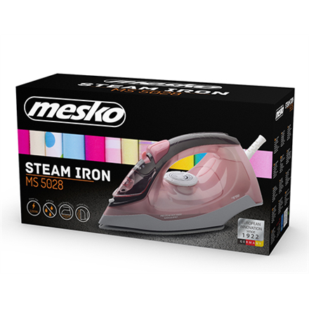 Mesko Iron MS 5028 Steam Iron 2600 W Continuous steam 35 g/min Steam boost performance 60 g/min Pink/Grey