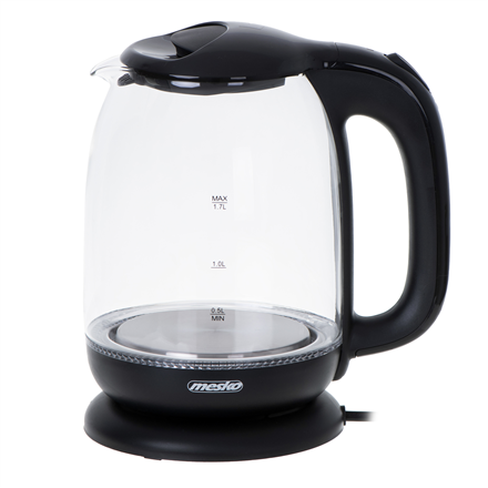 Mesko Kettle MS 1302b Electric 2200 W 1.7 L Glass 360° rotational base Black