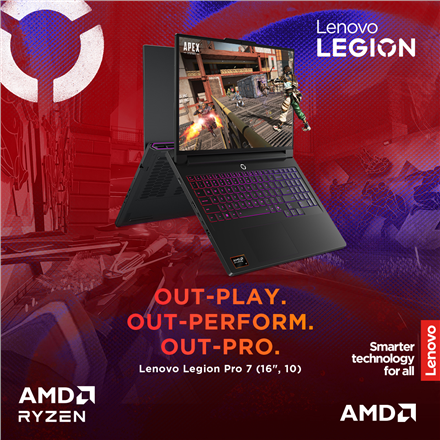 Lenovo Legion Pro 7 16AFR10H | Eclipse Black | 16 " | OLED | WQXGA | 2560 x 1600 pixels | Glossy | AMD Ryzen 9 | 9955HX3D | 32 GB | SO-DIMM DDR5 | Solid-state drive capacity 2000 GB | NVIDIA GeForce RTX 5080 | GDDR7 | 16 GB | Windows 11 Home | 802.11be | 