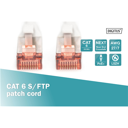 Digitus CAT 6 S/FTP | Patch cord | Length 1 m | Grey