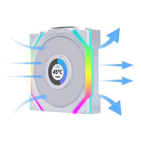 Lian Li UNI FAN SL Wireless LCD Lüfter, ARGB, PWM, 3er-Pack inkl. Controller - 120 mm, weiß