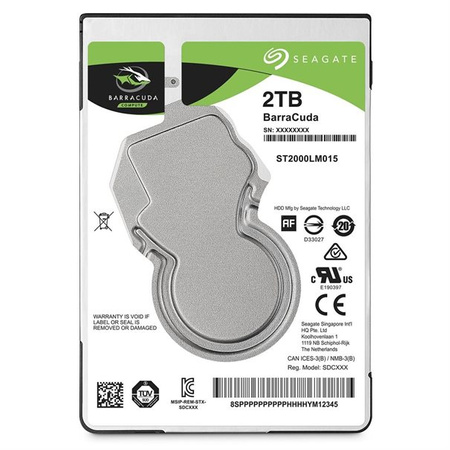 Seagate BarraCuda HDD, SATA 6G, 5400 U/min, 2,5 Zoll - 2 TB