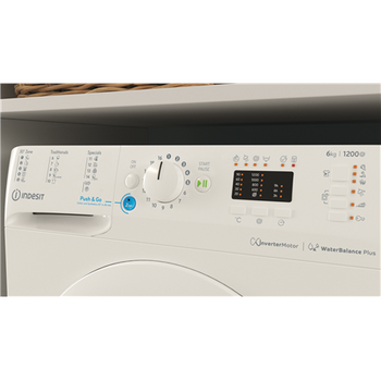 INDESIT Washing machine 	BWSA 61294 W EU N Energy efficiency class C, Front loading, Washing capacity 6 kg, 1151 RPM, Depth 42.5 cm, Width 59.5 cm, Display, Big Digit, White