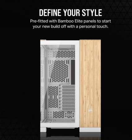 Corsair Dual Chamber PC Case | 6500X | White/Bamboo wood | Mid Tower | Power supply included No