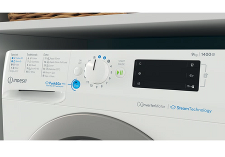 INDESIT | Washing Machine | BWE 91496X WSV EE | Energy efficiency class A | Front loading | Washing capacity 9 kg | 1400 RPM | Depth 63 cm | Width 59.5 cm | Digital | White