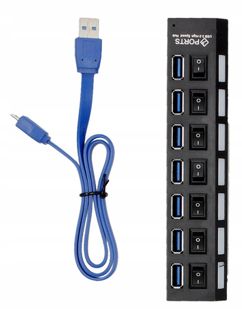 HUB USB 3.0 7 Portów x7 ROZGAŁĘŹNIK Rozdzielacz