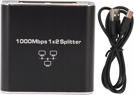 SPLITTER LAN 1x2 ADAPTER ROZGAŁĘŹNIK RJ45 GIGABIT