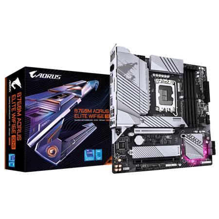 Gigabyte B760M AORUS ELITE WIFI6E GEN5 | Processor family Intel | Processor socket LGA1700 | DDR5 | Supported hard disk drive interfaces M.2, SATA | Number of SATA connectors 4