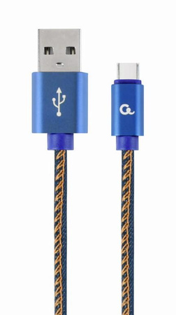 Cablexpert CC-USB2J-AMCM-1M-BL Premium jeans (denim) Type-C USB cable with metal connectors, 1 m, blue | Cablexpert