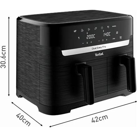 TEFAL Dual Easy Fry Essential Airfryer | EY901N | Power 2700 W | Capacity 8.3 L | Black