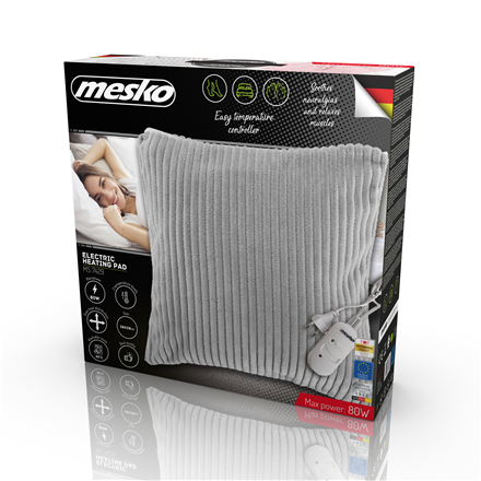 Mesko Electirc heating pad MS 7429 Number of heating levels 2 Number of persons 1 Washable Remote control 80 W Grey