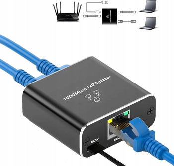 SPLITTER LAN 1x2 ADAPTER ROZGAŁĘŹNIK RJ45 GIGABIT