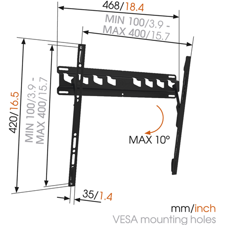 Vogels Wall mount MA3010-A1 32-55 " Tilt Maximum weight (capacity) 40 kg Black