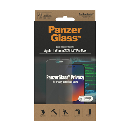 PanzerGlass Screen protector Apple iPhone 14 Pro Max Glass Black Privacy Classic Fit