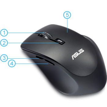 Asus WT425 Wireless Optical Mouse wireless Black, Charcoal
