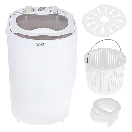 Adler Mini washing machine AD 8055 Top loading Washing capacity 3 kg Depth 37 cm Width 36 cm White