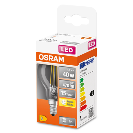 Osram Parathom Classic P Filament 40 non-dim 4W/827 E14 bulb Osram Parathom Classic P Filament E14 4 W Warm White